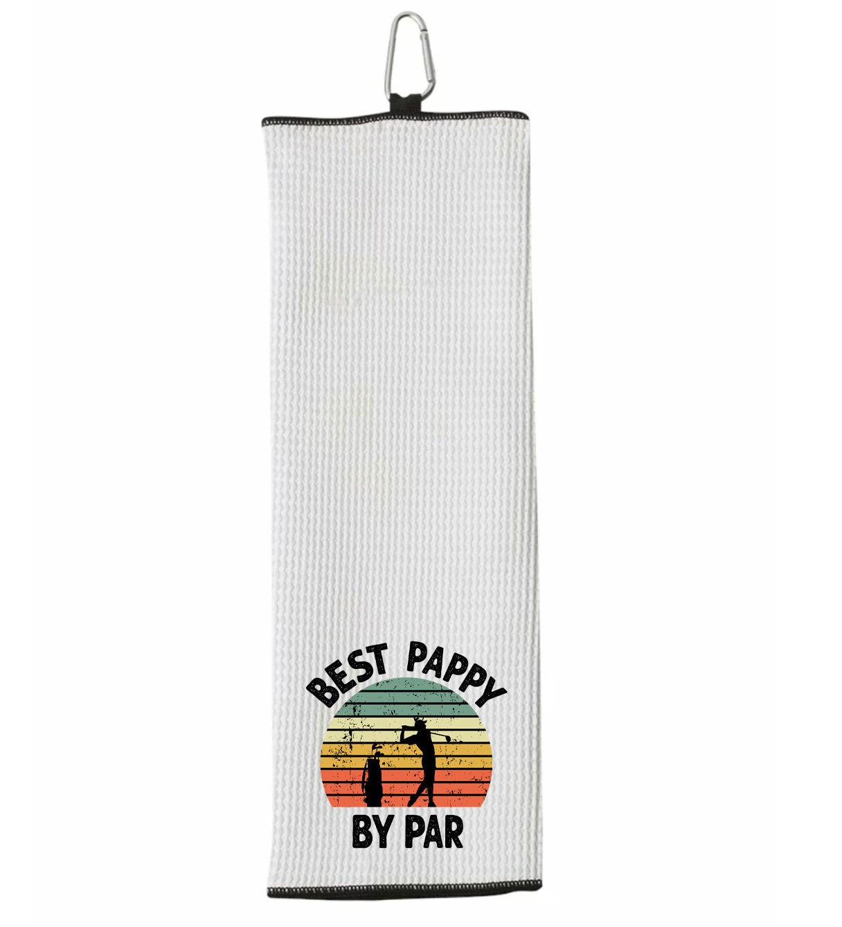 Best Pappy By Par Tri-fold Golf Towel with Clip 100% Microfiber Waffle Weave Black White Gift Idea for Golfer Men Grandpa Dad