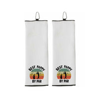 Best Pappy By Par Tri-fold Golf Towel with Clip 100% Microfiber Waffle Weave Black White Gift Idea for Golfer Men Grandpa Dad