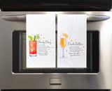 Bloody Mary and Peach Bellini Recipe Hand Towels with Hanging Loop 100% Cotton Flour Sack Towels Bar Cart Hostess Birthday Mother's Day Gift
