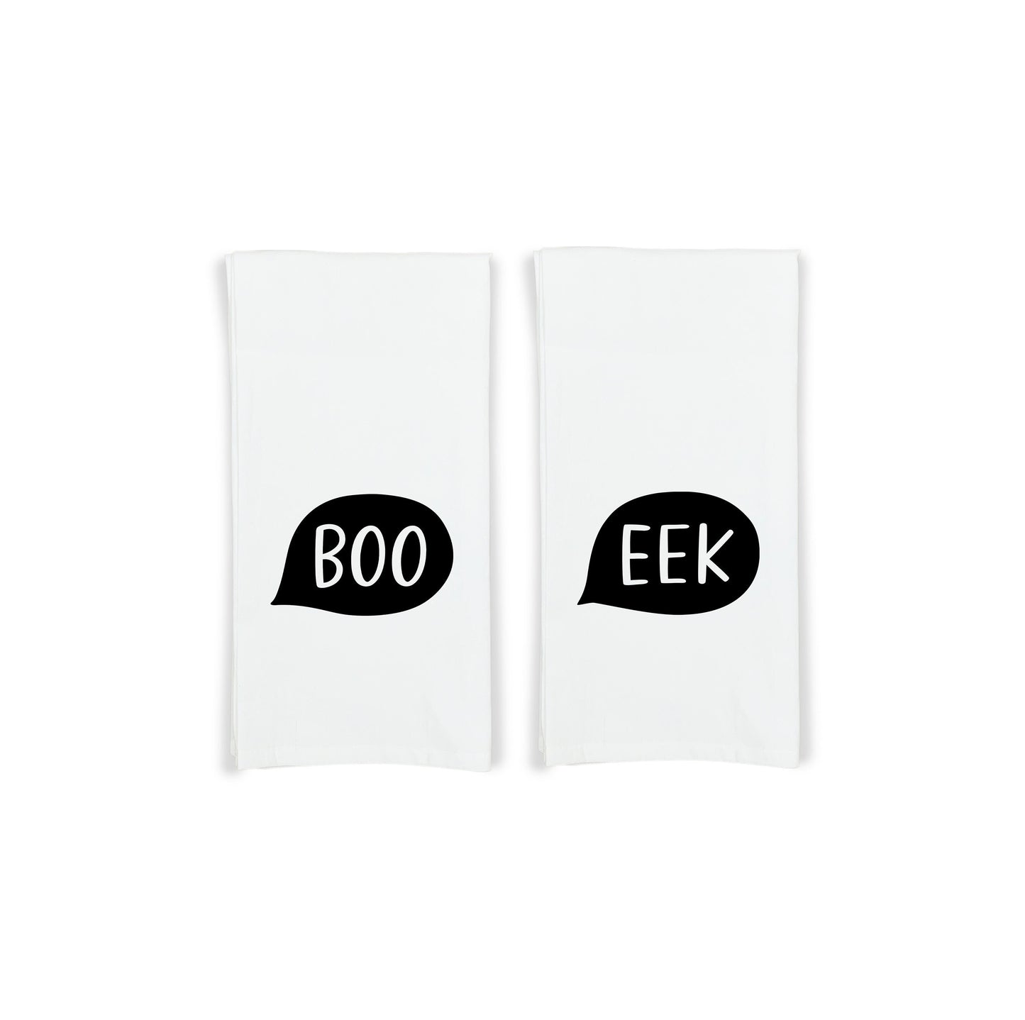 Boo and Eek Kitchen Towels Set of 2 Flour Sack Hand Tea Towels Halloween Home Decor Party Decorations