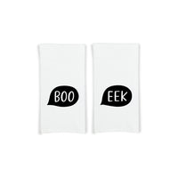 Boo and Eek Kitchen Towels Set of 2 Flour Sack Hand Tea Towels Halloween Home Decor Party Decorations