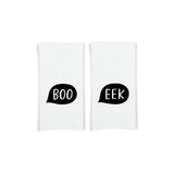 Boo and Eek Kitchen Towels Set of 2 Flour Sack Hand Tea Towels Halloween Home Decor Party Decorations
