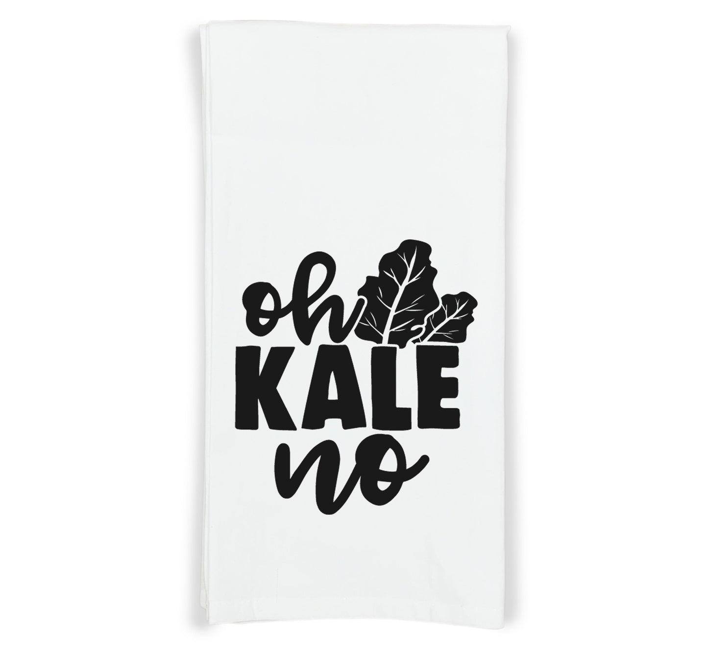 Oh Kale No Flour Sack Kitchen Towel with Hanging Loop Funny Vegetable Pun Cute Farmhouse Dish Cloth Housewarming Hostess Mothers Day Gift