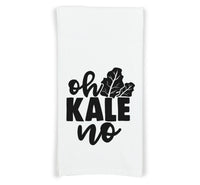 Oh Kale No Flour Sack Kitchen Towel with Hanging Loop Funny Vegetable Pun Cute Farmhouse Dish Cloth Housewarming Hostess Mothers Day Gift