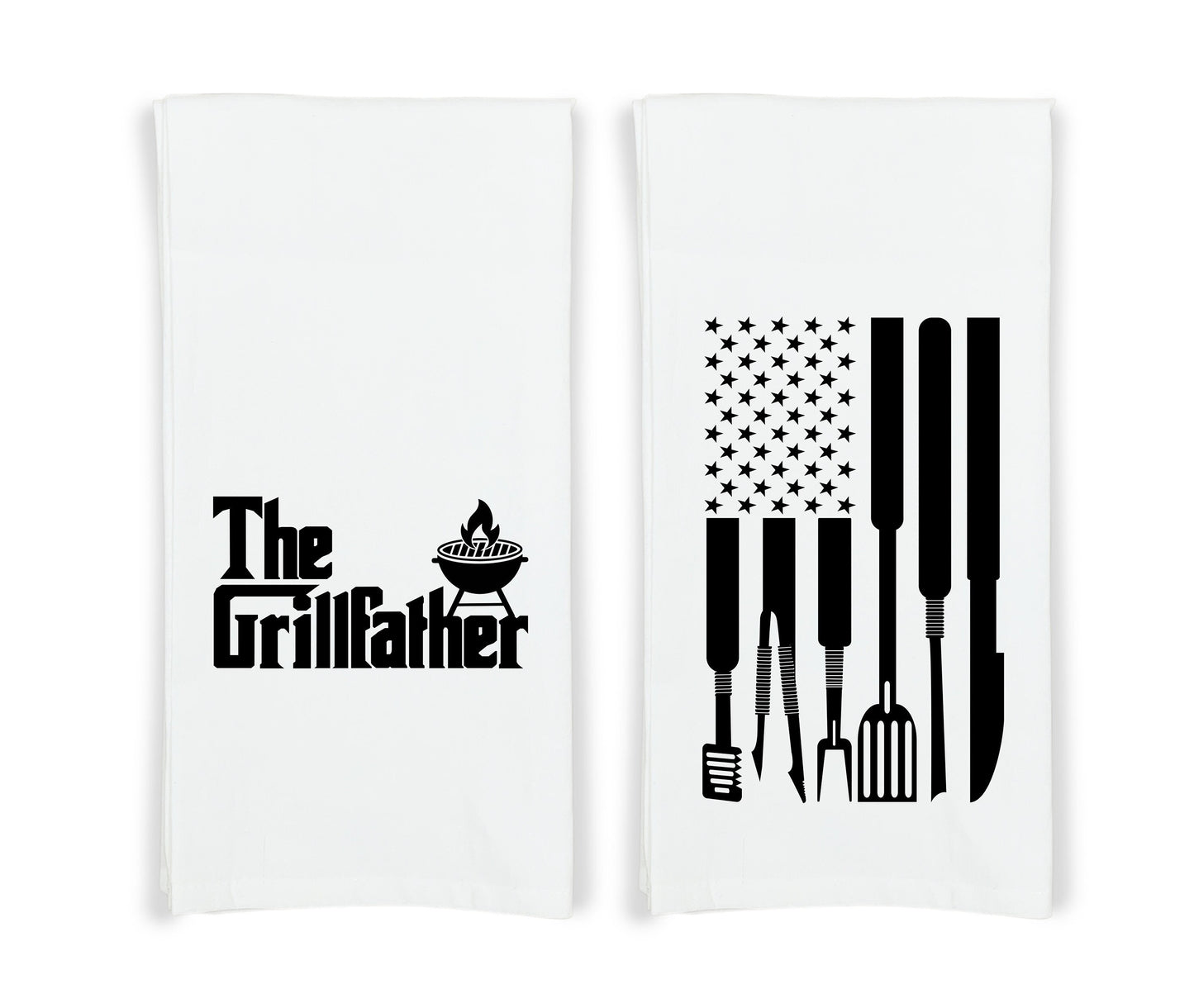 The Grillfather and Grilling Tools American Flag Gift Set of BBQ Themed Kitchen Towels for Dad Men Who Love Grilling BBQ Grill Cooking