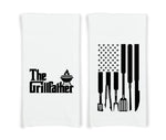 The Grillfather and Grilling Tools American Flag Gift Set of BBQ Themed Kitchen Towels for Dad Men Who Love Grilling BBQ Grill Cooking