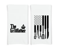 The Grillfather and Grilling Tools American Flag Gift Set of BBQ Themed Kitchen Towels for Dad Men Who Love Grilling BBQ Grill Cooking