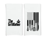 The Grillfather and Grilling Tools American Flag Gift Set of BBQ Themed Kitchen Towels for Dad Men Who Love Grilling BBQ Grill Cooking