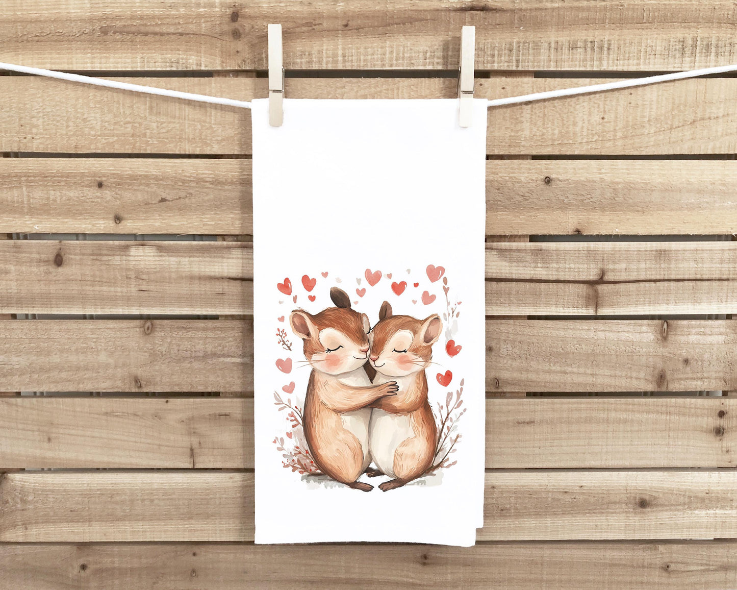 Chipmunk Tea Towel, 27x27 Flour Sack Hand Towel, Valentine's Day Birthday Mother's Day Christmas Gift Idea for Chipmunk Lovers