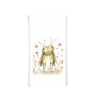 Two Crickets in Love Flour Sack Cotton Tea Towel, Cute Bug Couple, Valentine's Day Birthday Mother's Day Christmas Gift Idea for Bug Lover