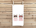 Two Cool Cats Valentine Cats Flour Sack Cotton Hand Towel Cat Lover Valentine's Day Birthday Mother's Day Christmas Gift Idea