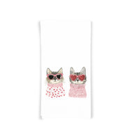 Two Cool Cats Valentine Cats Flour Sack Cotton Hand Towel Cat Lover Valentine's Day Birthday Mother's Day Christmas Gift Idea