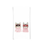 Two Cool Cats Valentine Cats Flour Sack Cotton Hand Towel Cat Lover Valentine's Day Birthday Mother's Day Christmas Gift Idea