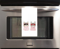 Two Cool Cats Valentine Cats Flour Sack Cotton Hand Towel Cat Lover Valentine's Day Birthday Mother's Day Christmas Gift Idea