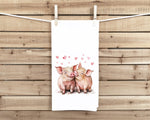 Pig Couple Flour Sack Cotton Tea Towel Valentine's Day Birthday Mother's Day Christmas Pig Lover Gift Idea
