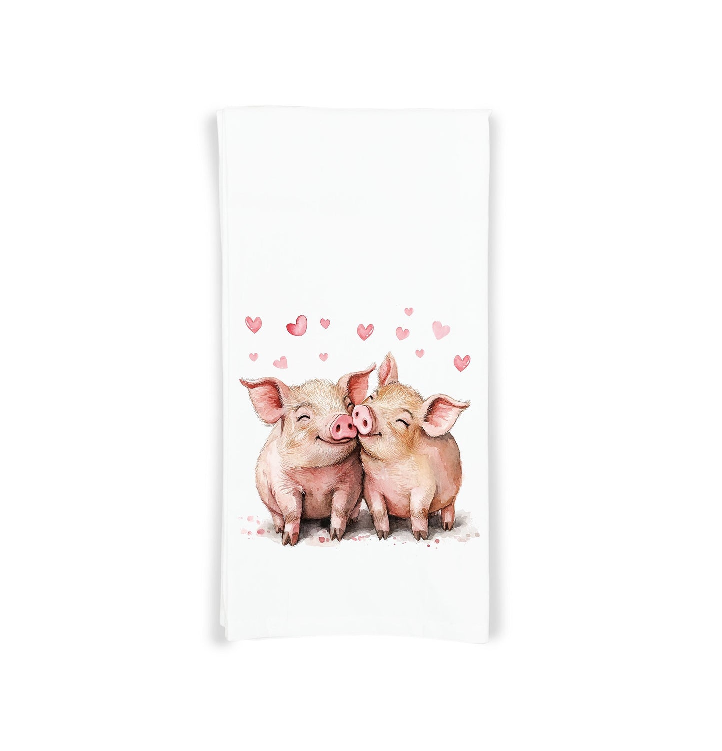 Pig Couple Flour Sack Cotton Tea Towel Valentine's Day Birthday Mother's Day Christmas Pig Lover Gift Idea