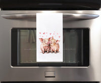 Pig Couple Flour Sack Cotton Tea Towel Valentine's Day Birthday Mother's Day Christmas Pig Lover Gift Idea