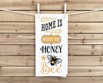 Home Is Where My Honey Bee Hand Towel with Hanging Loop - 100% Cotton Flour Sack Towels Bee Lover Family Hostess Birthday Mother's Day Gift