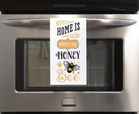 Home Is Where My Honey Bee Hand Towel with Hanging Loop - 100% Cotton Flour Sack Towels Bee Lover Family Hostess Birthday Mother's Day Gift