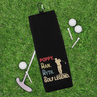 Poppy the Man the Myth the Golf Legend and Best Poppy by Par Set of 2 Tri-fold Golf Towel w/ Clip 100% Microfiber Waffle Weave Gift for Men