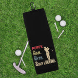 Poppy the Man the Myth the Golf Legend and Best Poppy by Par Set of 2 Tri-fold Golf Towel w/ Clip 100% Microfiber Waffle Weave Gift for Men