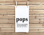 Pops Definition Flour Sack Kitchen Towel, Birthday Father's Day Christmas Gift Idea for Grandpa from Grandkids