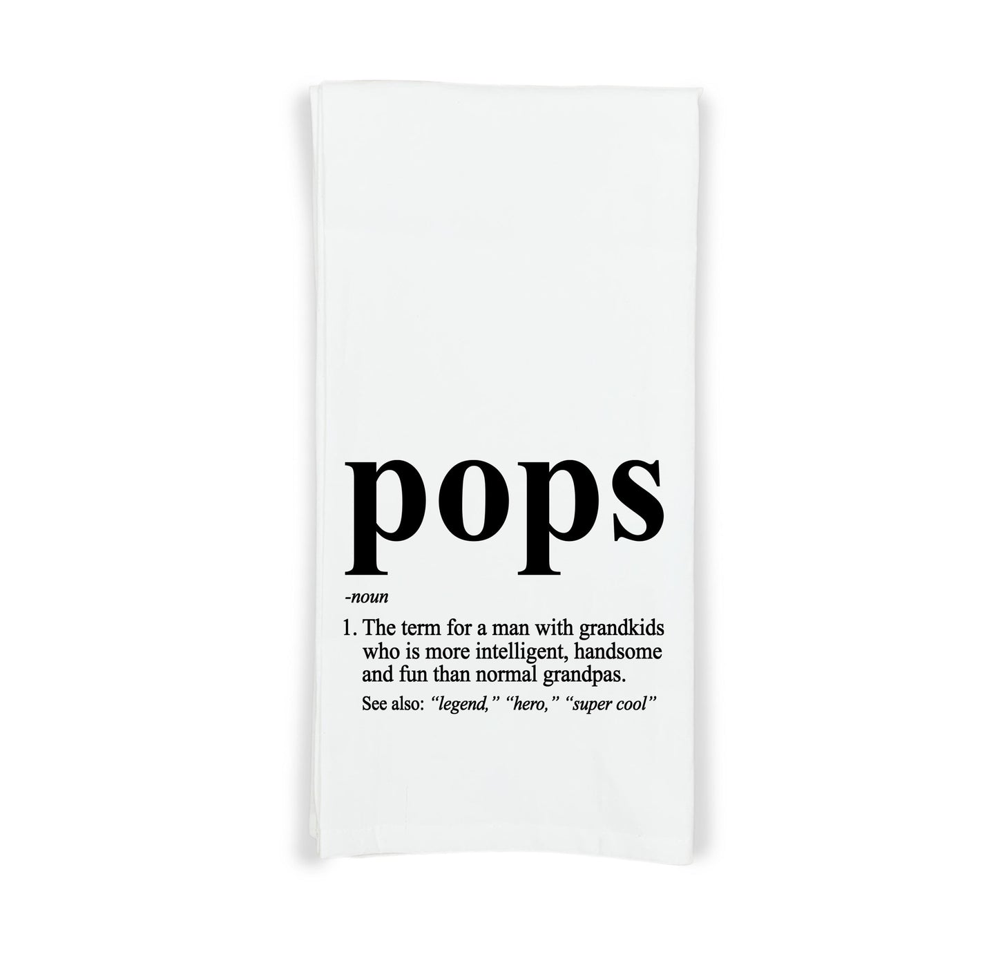 Pops Definition Flour Sack Kitchen Towel, Birthday Father's Day Christmas Gift Idea for Grandpa from Grandkids