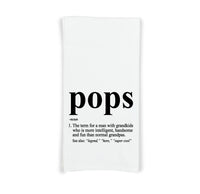 Pops Definition Flour Sack Kitchen Towel, Birthday Father's Day Christmas Gift Idea for Grandpa from Grandkids