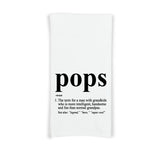 Pops Definition Flour Sack Kitchen Towel, Birthday Father's Day Christmas Gift Idea for Grandpa from Grandkids