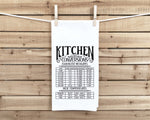 Kitchen Conversion & Meat Temperature Chart Hand Towel with Hanging Loop - 100% Cotton Flour Sack Towels Hostess Birthday Mother's Day Gift