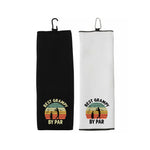 Best Grampy By Par Tri-fold Golf Towel with Clip 100% Microfiber Waffle Weave Black White Gift Idea for Golfer Men Grandpa Dad