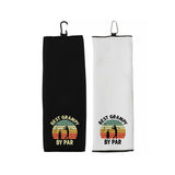 Best Grampy By Par Tri-fold Golf Towel with Clip 100% Microfiber Waffle Weave Black White Gift Idea for Golfer Men Grandpa Dad