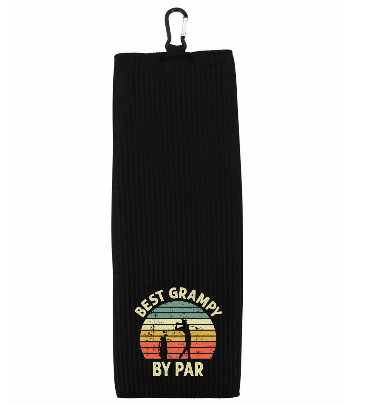 Best Grampy By Par Tri-fold Golf Towel with Clip 100% Microfiber Waffle Weave Black White Gift Idea for Golfer Men Grandpa Dad