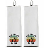 Best Grampy By Par Tri-fold Golf Towel with Clip 100% Microfiber Waffle Weave Black White Gift Idea for Golfer Men Grandpa Dad