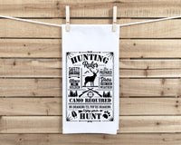 Hunting Rules Flour Sack Hand Towel with Hanging Loop - Hunter Housewarming Host Birthday Father's Day Gift Idea for Men