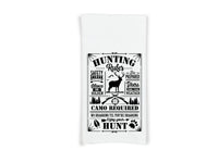 Hunting Rules Flour Sack Hand Towel with Hanging Loop - Hunter Housewarming Host Birthday Father's Day Gift Idea for Men