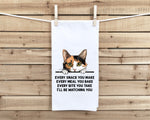Calico Cat Every Snack You Make Flour Sack Kitchen Towel Funny Peeking Kitty Dish Cloth Housewarming Hostess Birthday Christmas Gift