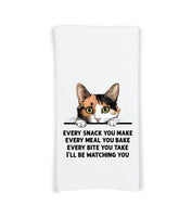 Calico Cat Every Snack You Make Flour Sack Kitchen Towel Funny Peeking Kitty Dish Cloth Housewarming Hostess Birthday Christmas Gift