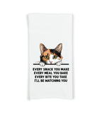 Calico Cat Every Snack You Make Flour Sack Kitchen Towel Funny Peeking Kitty Dish Cloth Housewarming Hostess Birthday Christmas Gift