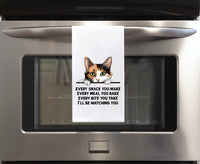 Calico Cat Every Snack You Make Flour Sack Kitchen Towel Funny Peeking Kitty Dish Cloth Housewarming Hostess Birthday Christmas Gift