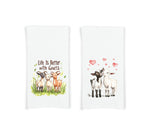Goat Tea Towels Set of 2  27x27 Cotton Flour Sack Hand Towels, Valentine's Day Birthday Mother's Day Christmas Gift Idea for Goat Lover