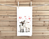 Goat Tea Towels Set of 2  27x27 Cotton Flour Sack Hand Towels, Valentine's Day Birthday Mother's Day Christmas Gift Idea for Goat Lover