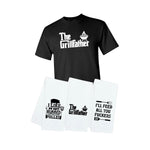 The Grillfather Shirt and Kitchen Towel Gift Set - T-shirt and 3 Towels - Funny Cool Father's Day Gift for Men Who Love to Grill BBQ Cook