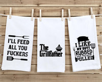 The Grillfather Shirt and Kitchen Towel Gift Set - T-shirt and 3 Towels - Funny Cool Father's Day Gift for Men Who Love to Grill BBQ Cook