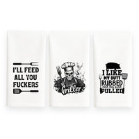 Funny BBQ Kitchen Towel Set of 3 Adult Humor Grill Towels | Father's Day, Birthday, Christmas, 4th of July Gift for Men  Barbecue Decor