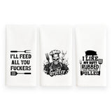 Funny BBQ Kitchen Towel Set of 3 Adult Humor Grill Towels | Father's Day, Birthday, Christmas, 4th of July Gift for Men  Barbecue Decor