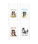 Bernese Mountain Dog Set of 4 Seasonal Flour Sack Hand Towels - Hello Spring Summer Fall Winter Birthday Christmas Gift Idea for Women Men