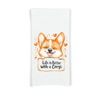 Life Is Better with a Corgi Flour Sack Kitchen Towel Funny Peeking Dog Lover Dish Cloth Hostess Birthday Christmas Gift