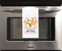 Life Is Better with a Corgi Flour Sack Kitchen Towel Funny Peeking Dog Lover Dish Cloth Hostess Birthday Christmas Gift