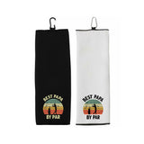 Best Papa By Par Tri-fold Golf Towel with Clip 100% Microfiber Waffle Weave Black White Gift Idea for Golfer Men Grandpa Dad